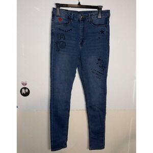 Divided H&M Womens Juniors Blue Cotton Blend Skinny Zipper Fly Denim Jeans Sz 10